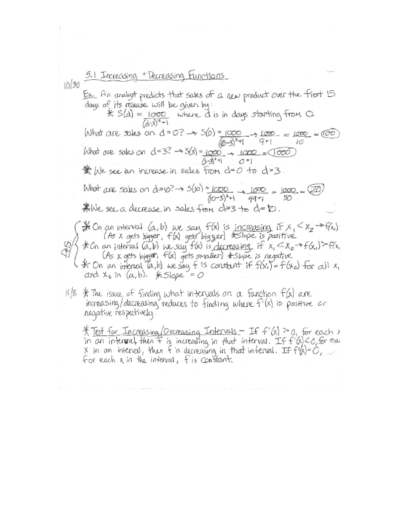 Notes on Calculus Lectures