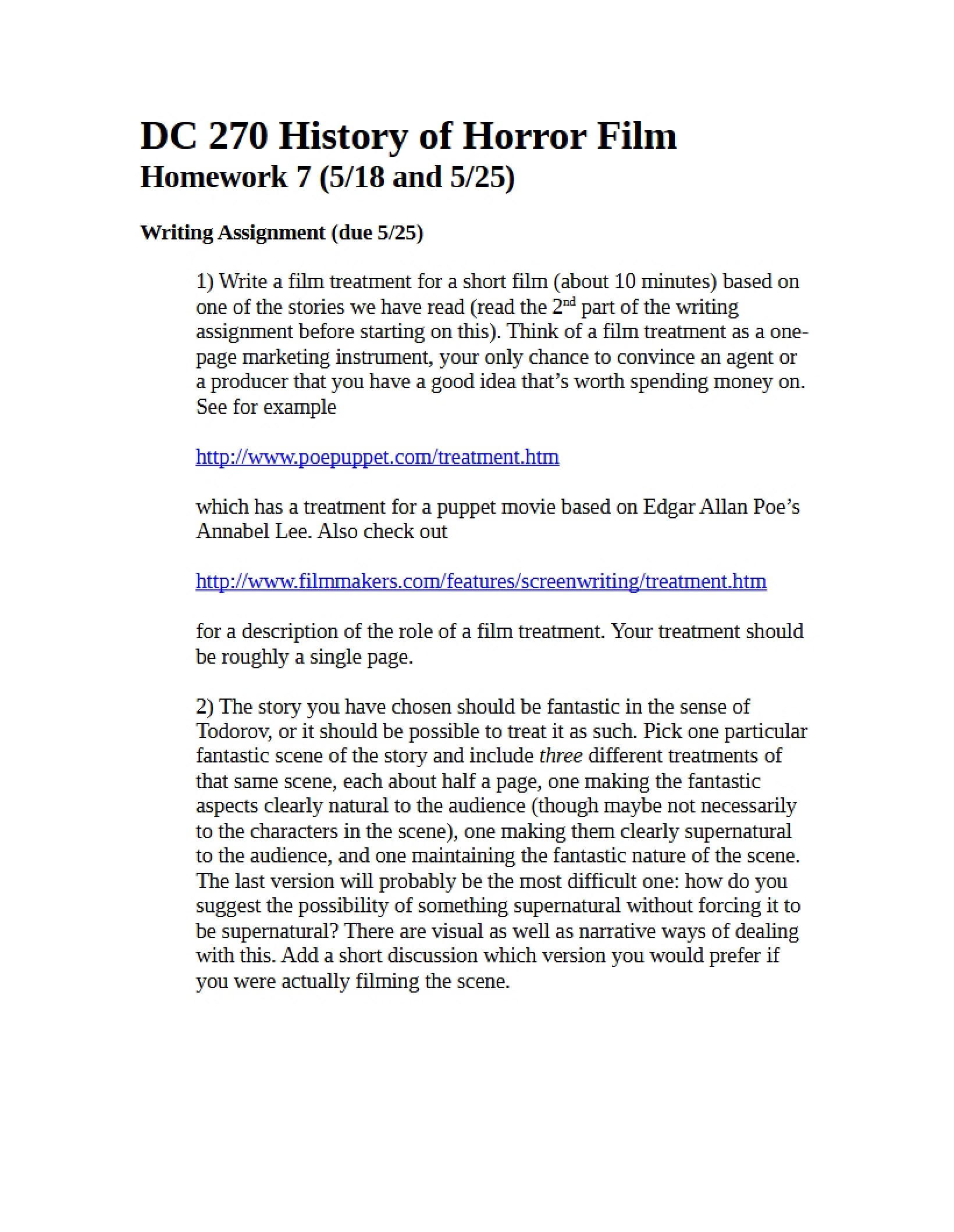 Homework for Digital Cinema Topics