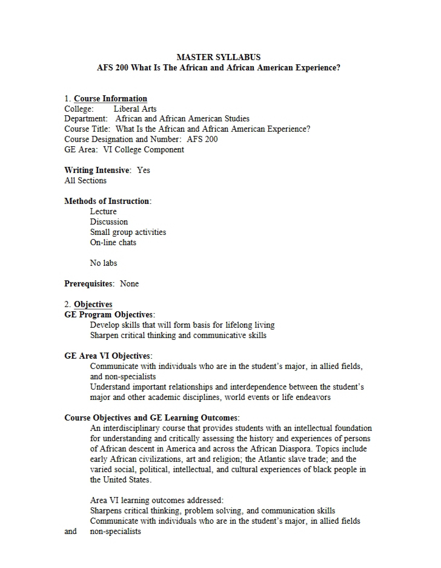 Syllabus - AFS 200