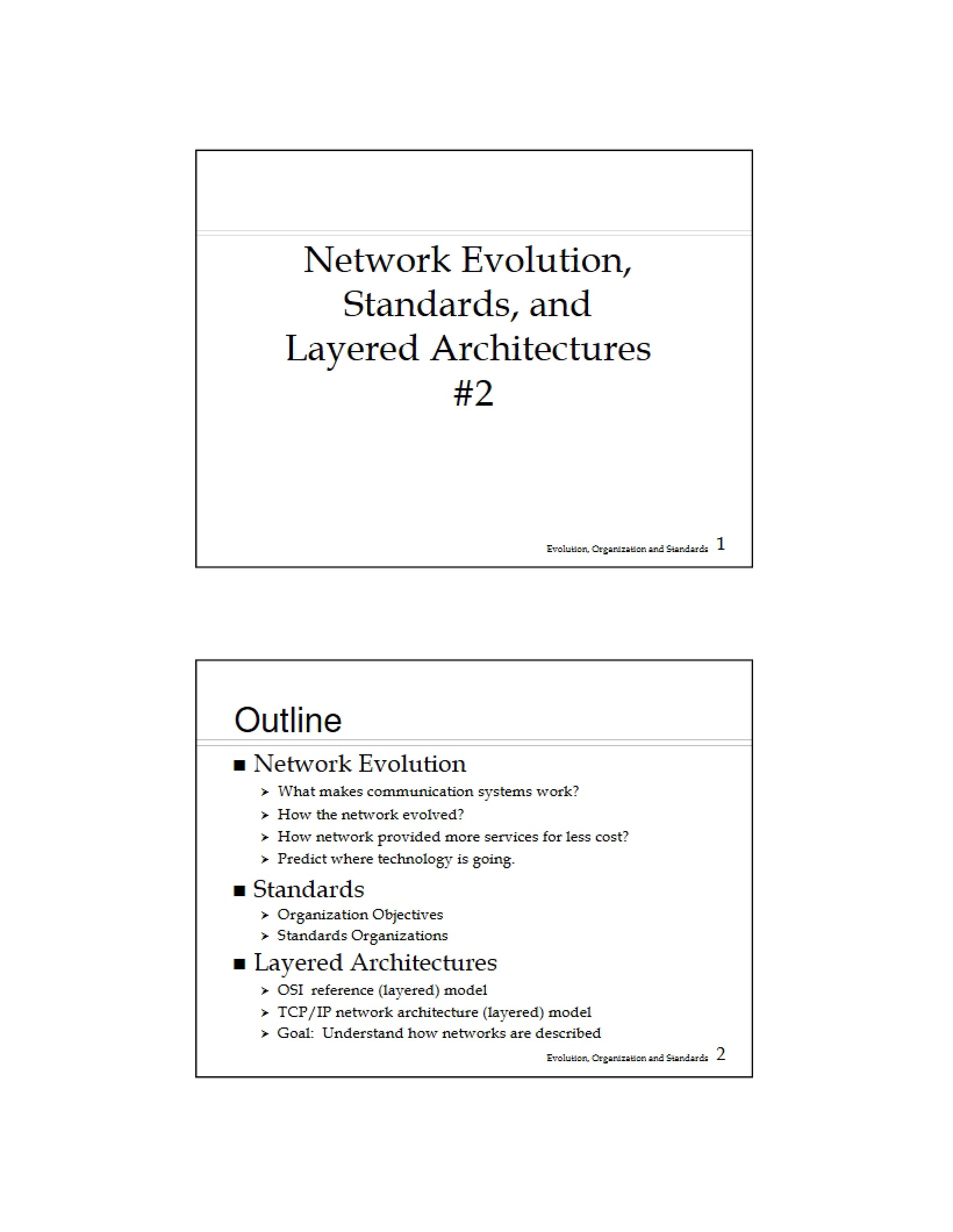 Layered Architectures, Standards, and Network Evolution