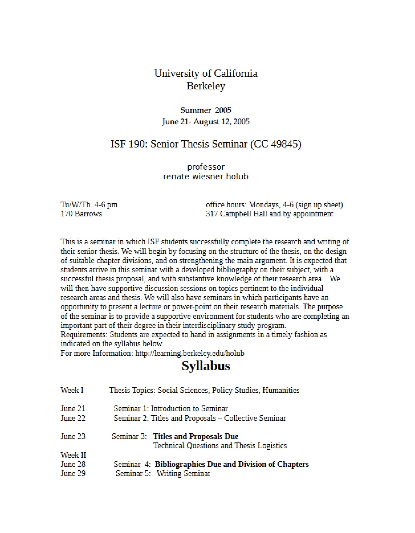 Syllabus Overview