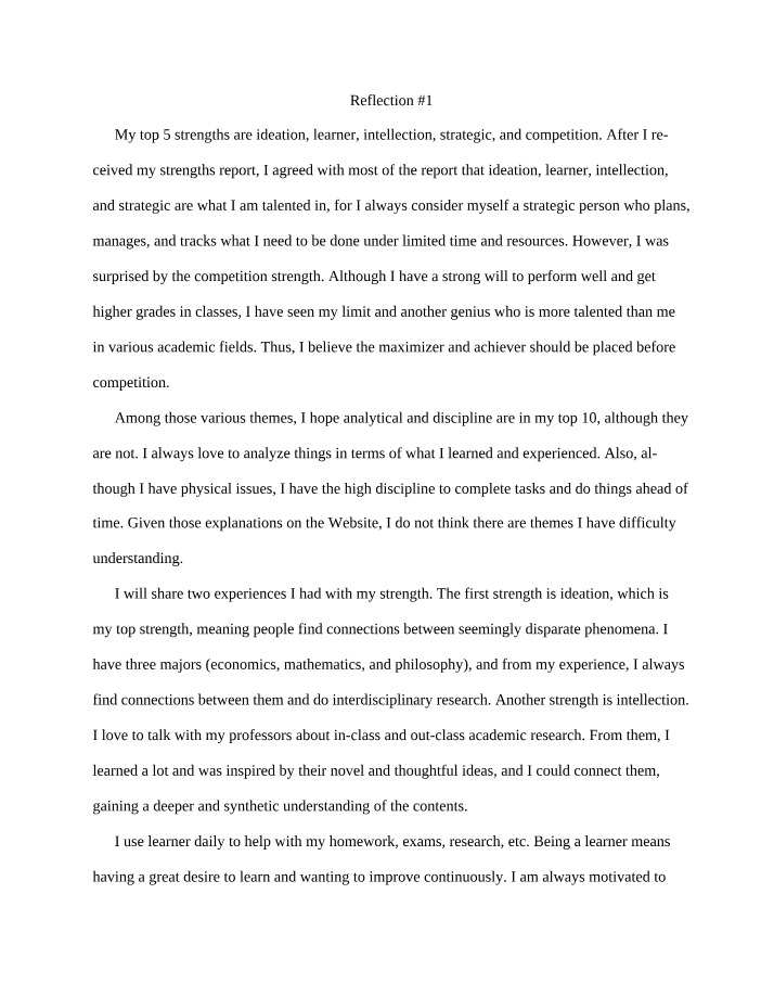 STDEV 168R - Reflection 1