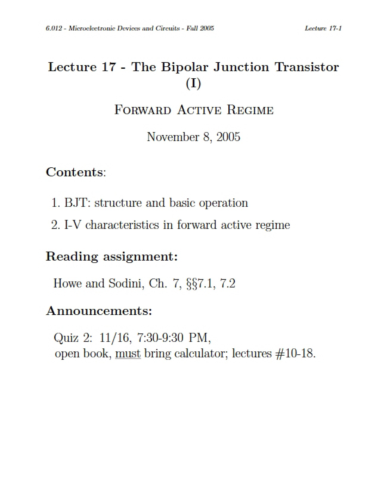 Transistor: Bipolar Junction