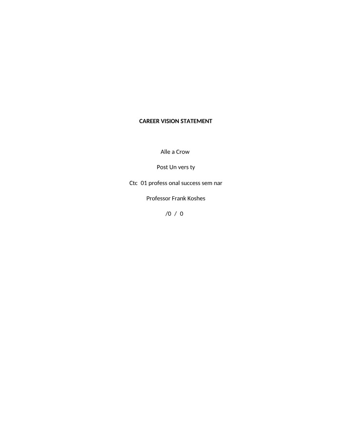Statement of Career Vision