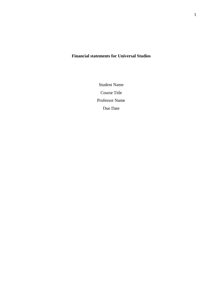 Understanding Financial Statements for Universal Studios