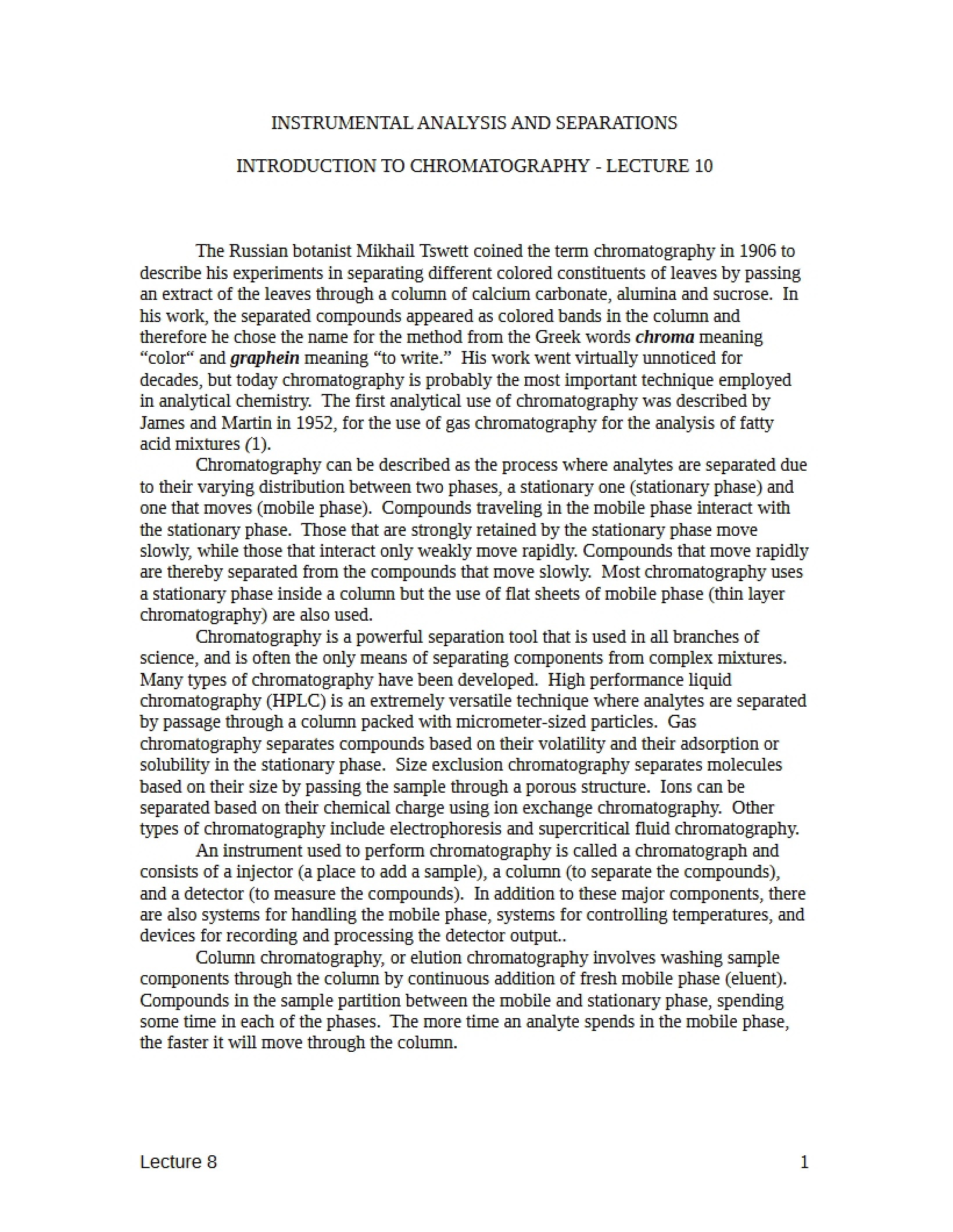 Chromatographic Techniques