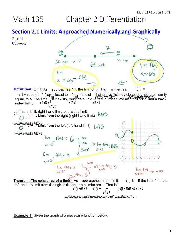 Section 2.1 Limits - Notes and Examples