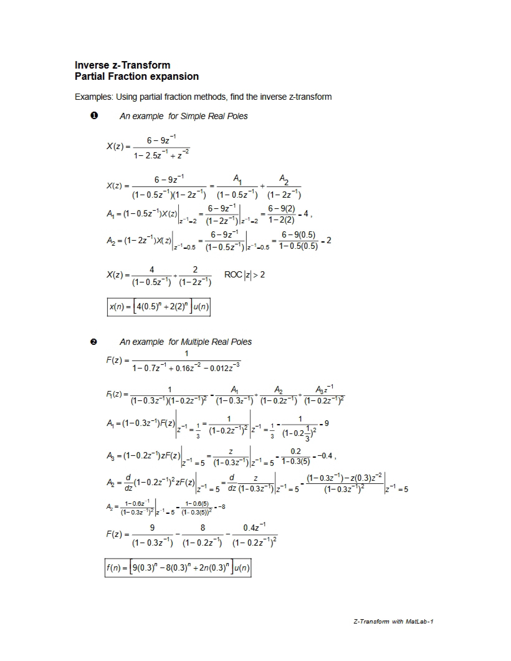 Expansion of Partial Fractions