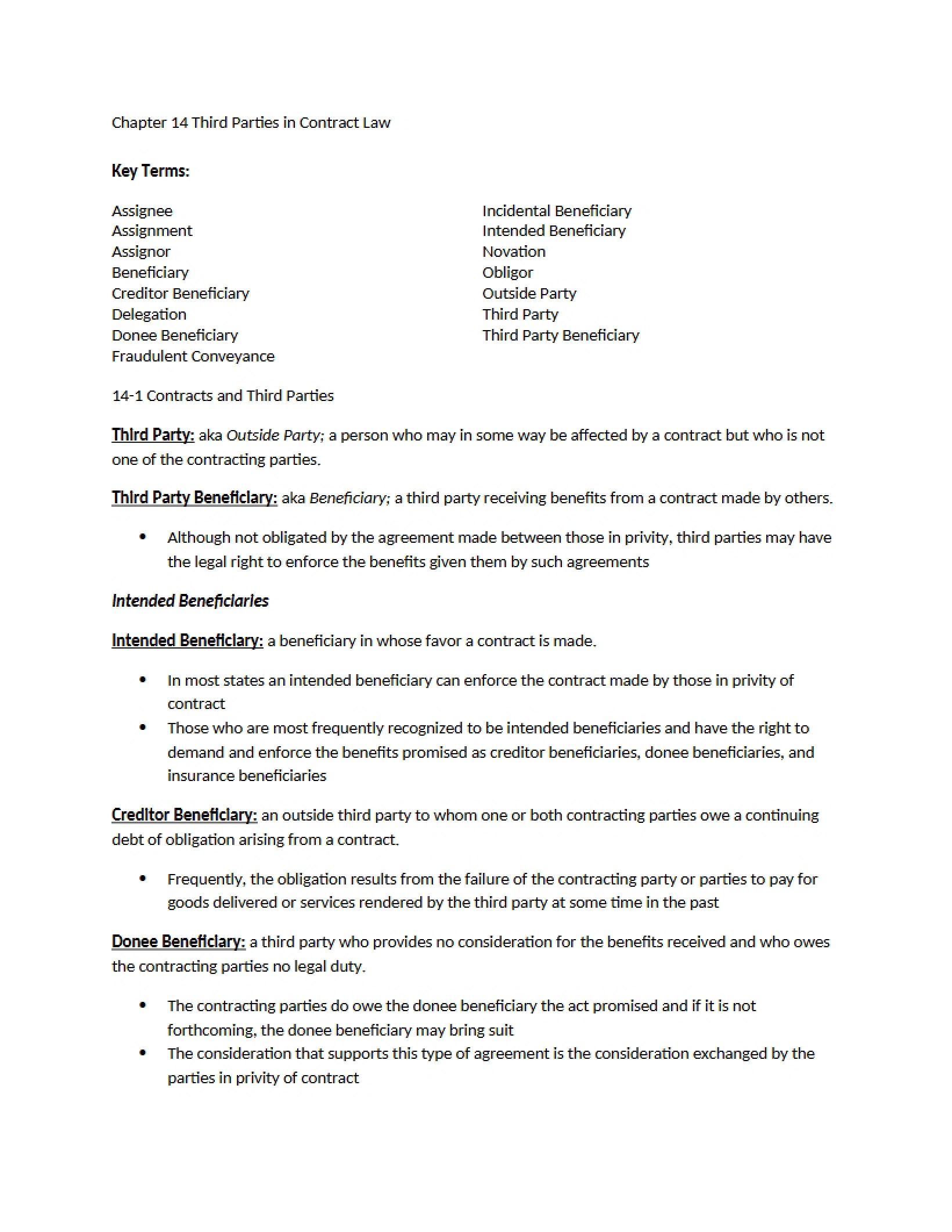 Third Parties in Contract Law Chapter Fourteen
