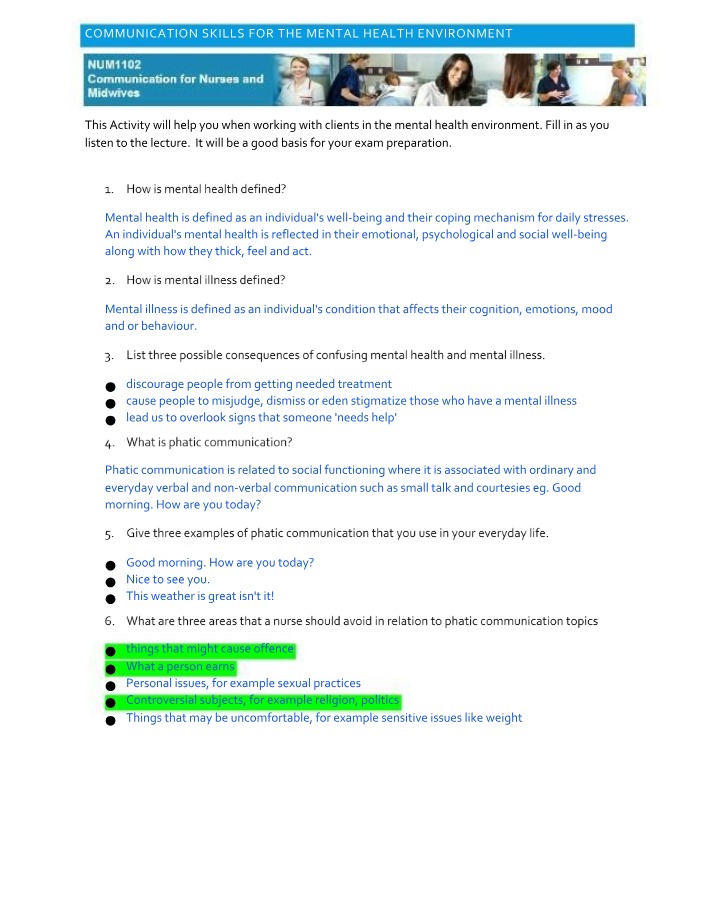 Communication Skills for Mental Health
