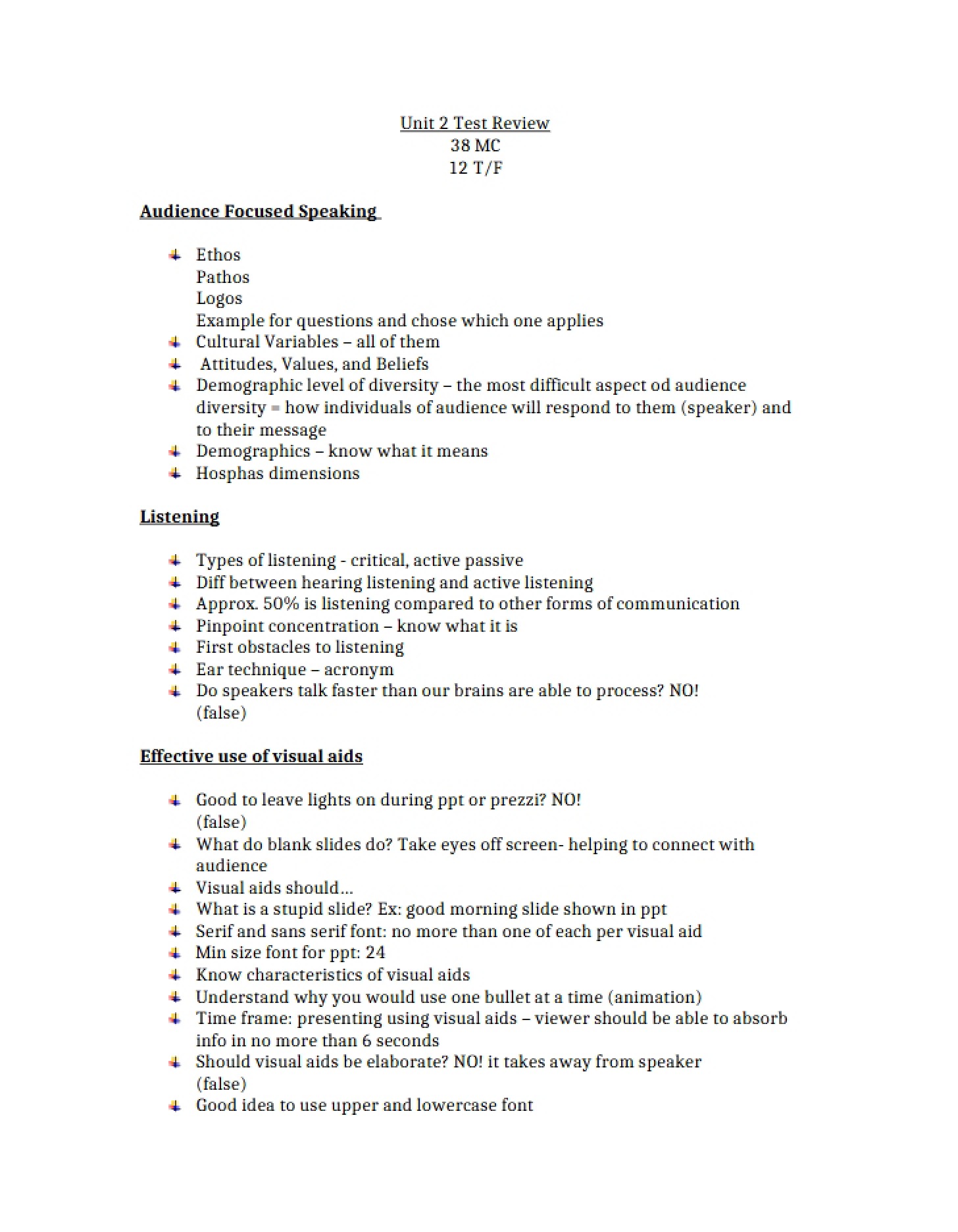 Review for Unit 2 Test