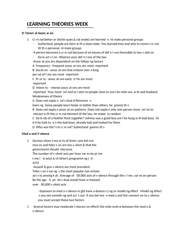 Week 7 - Learning Theories