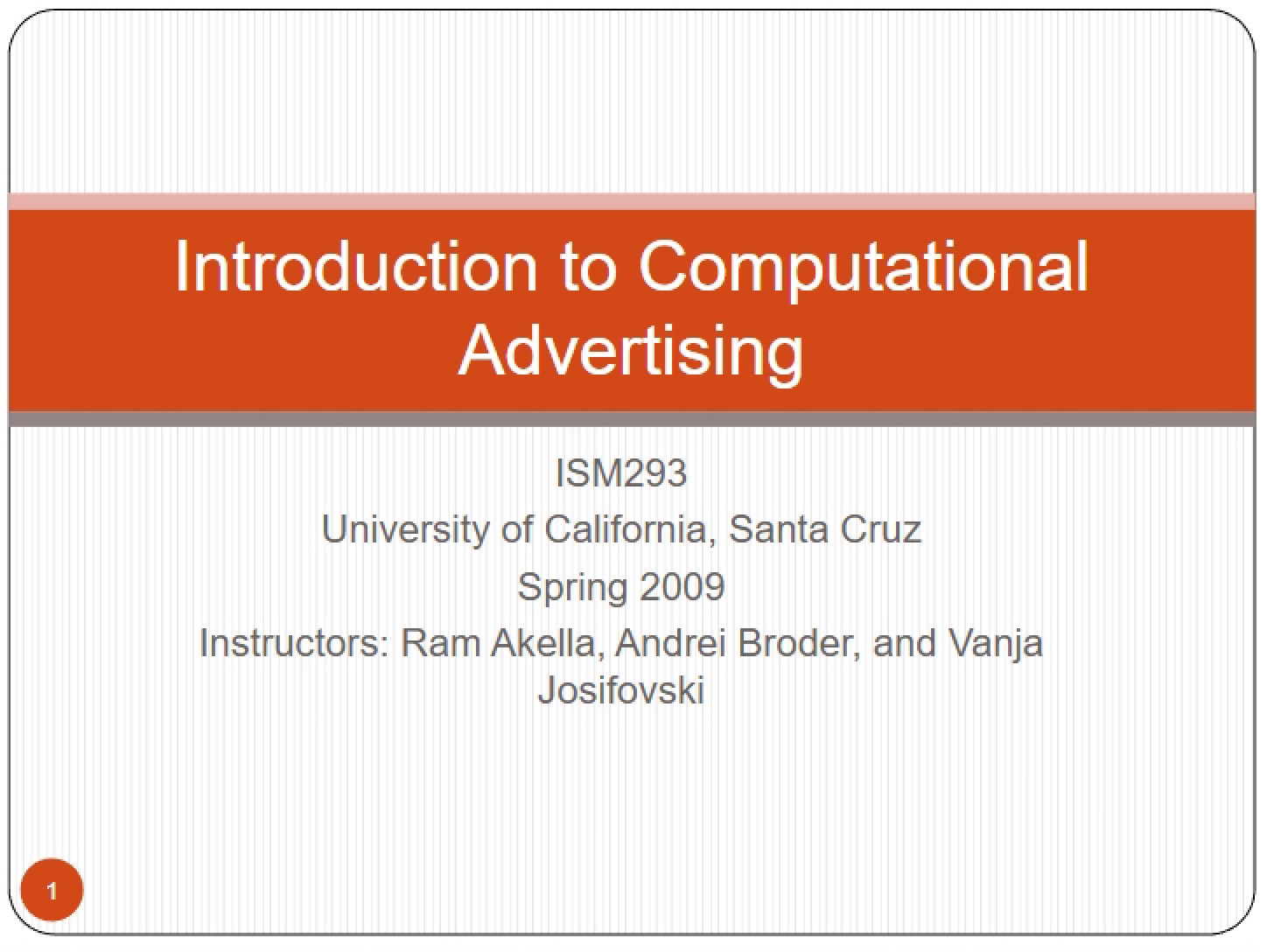 Computational Advertising Intro