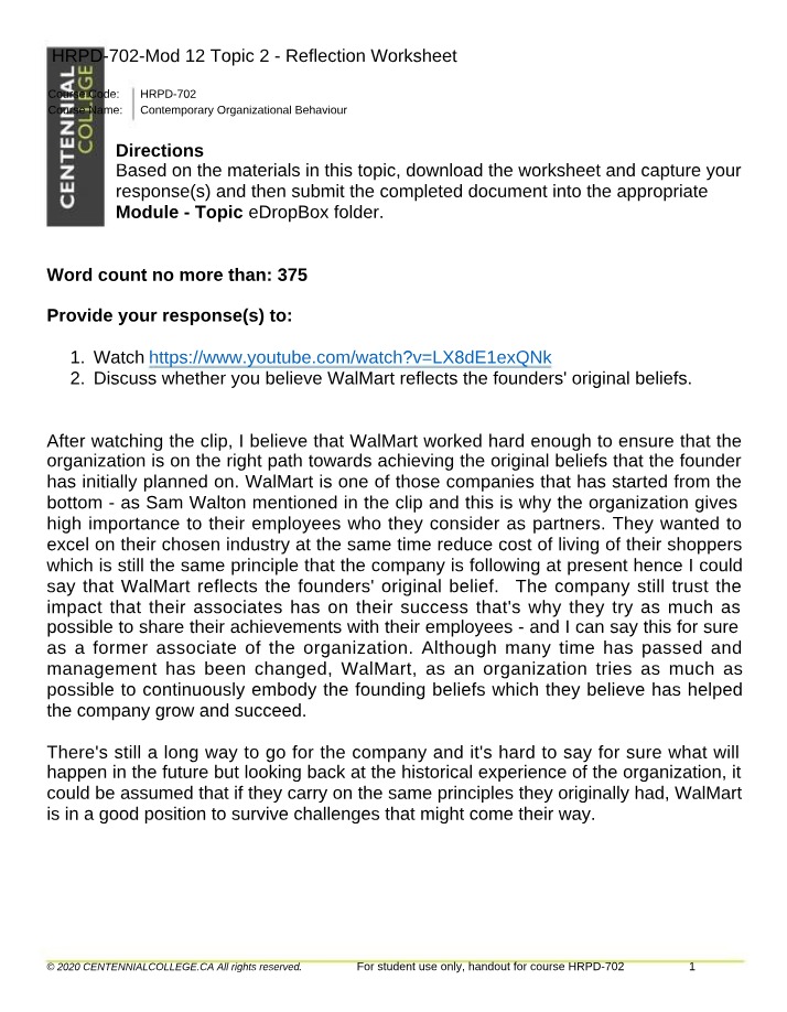 Module 12 Topic 2 - Reflection Worksheet