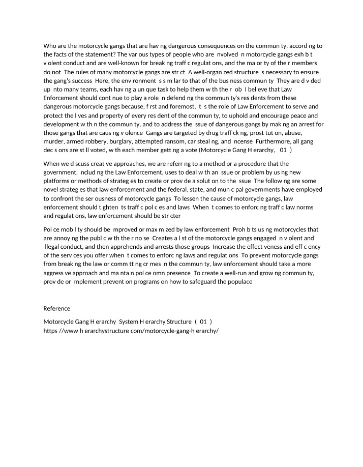 Consequences of Motorcycle Gangs for Law Enforcement