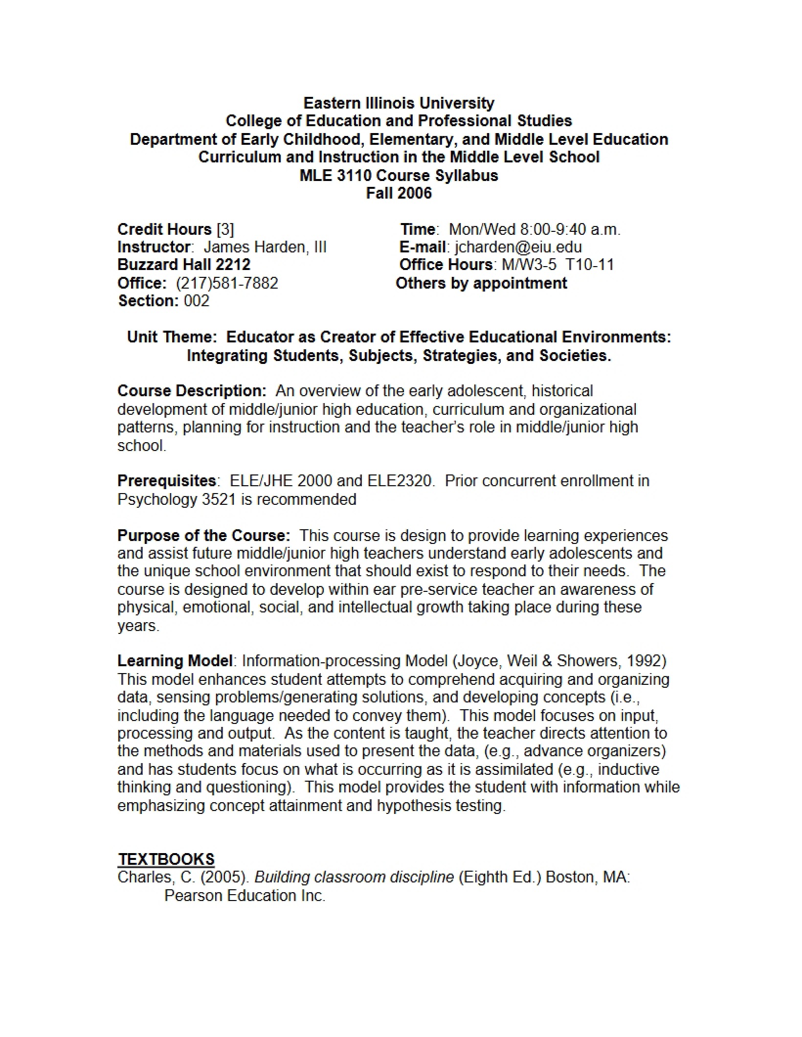 Syllabus for Curriculum in Middle Level School (2)