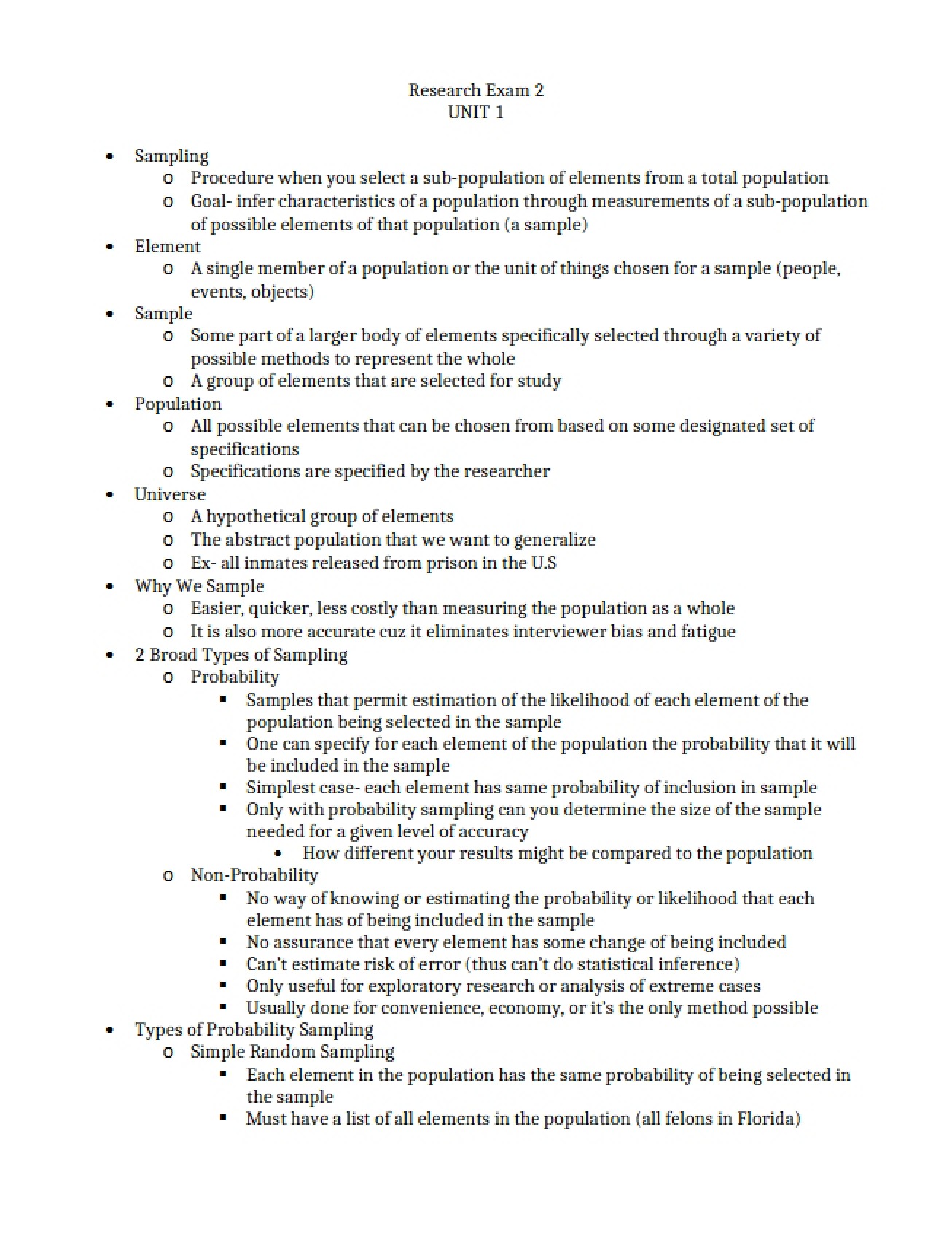 Materials for the Second Research Examination