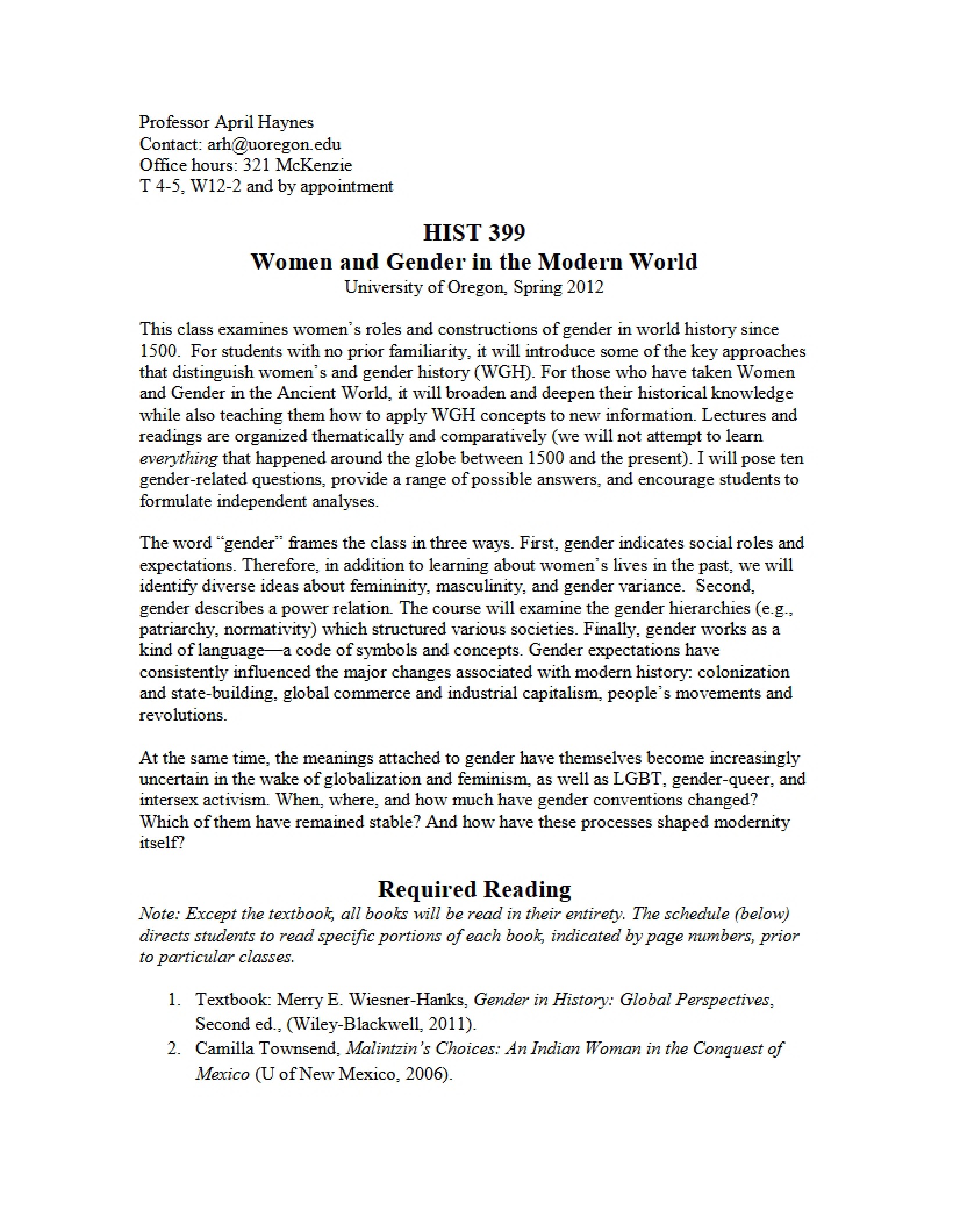 Syllabus for HIST 399