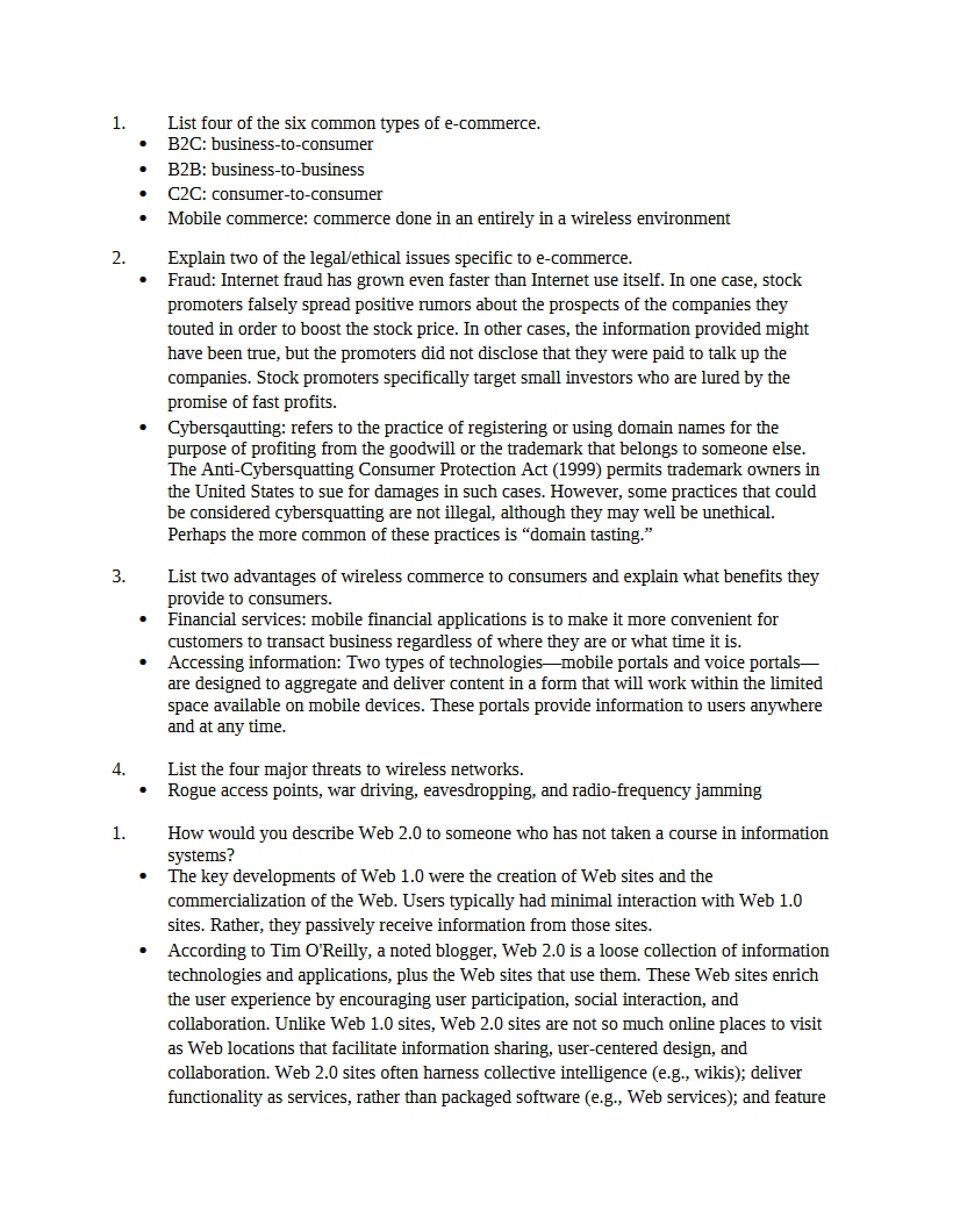 Information Systems Survey Notes