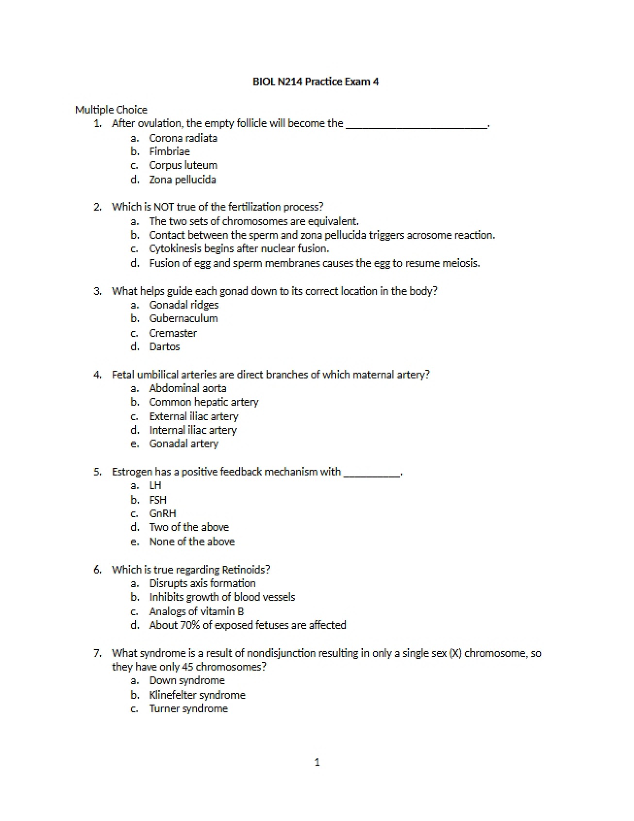 Exam Four Practice Test