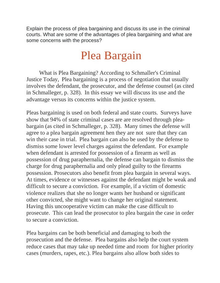 Plea Bargaining in Criminal Courts