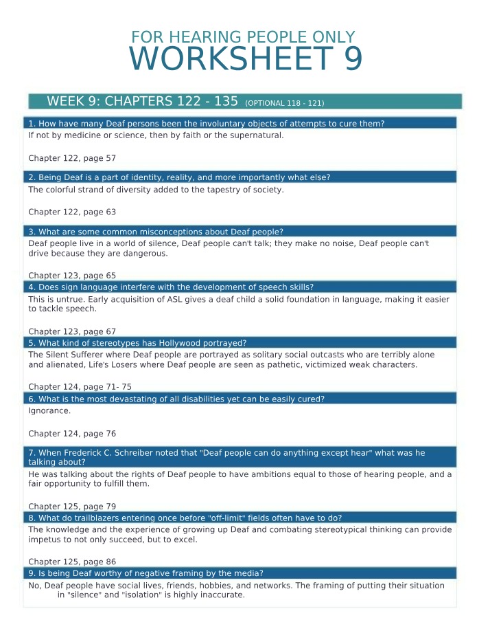 ASL 3323 Worksheet 9 Part A