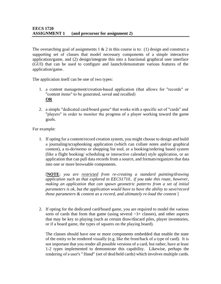 Assignments 1 & 2 - Design and Construct Interactive Application