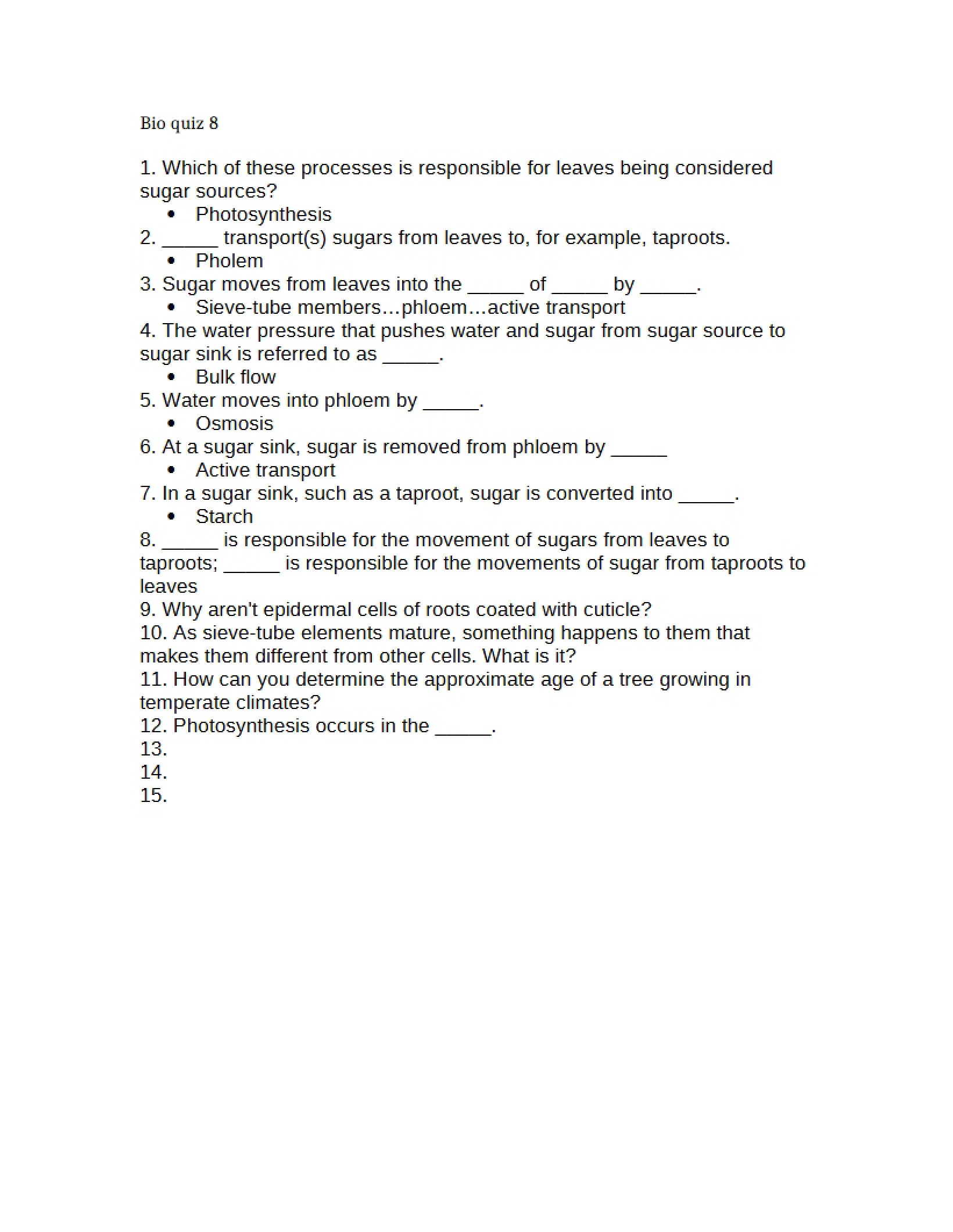 Biology Quiz