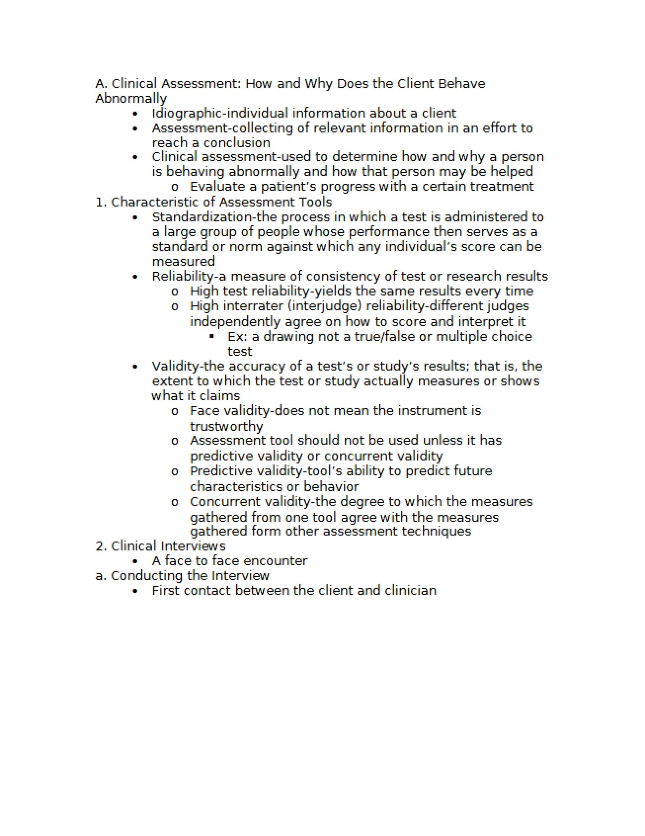 Assessment in Clinic
