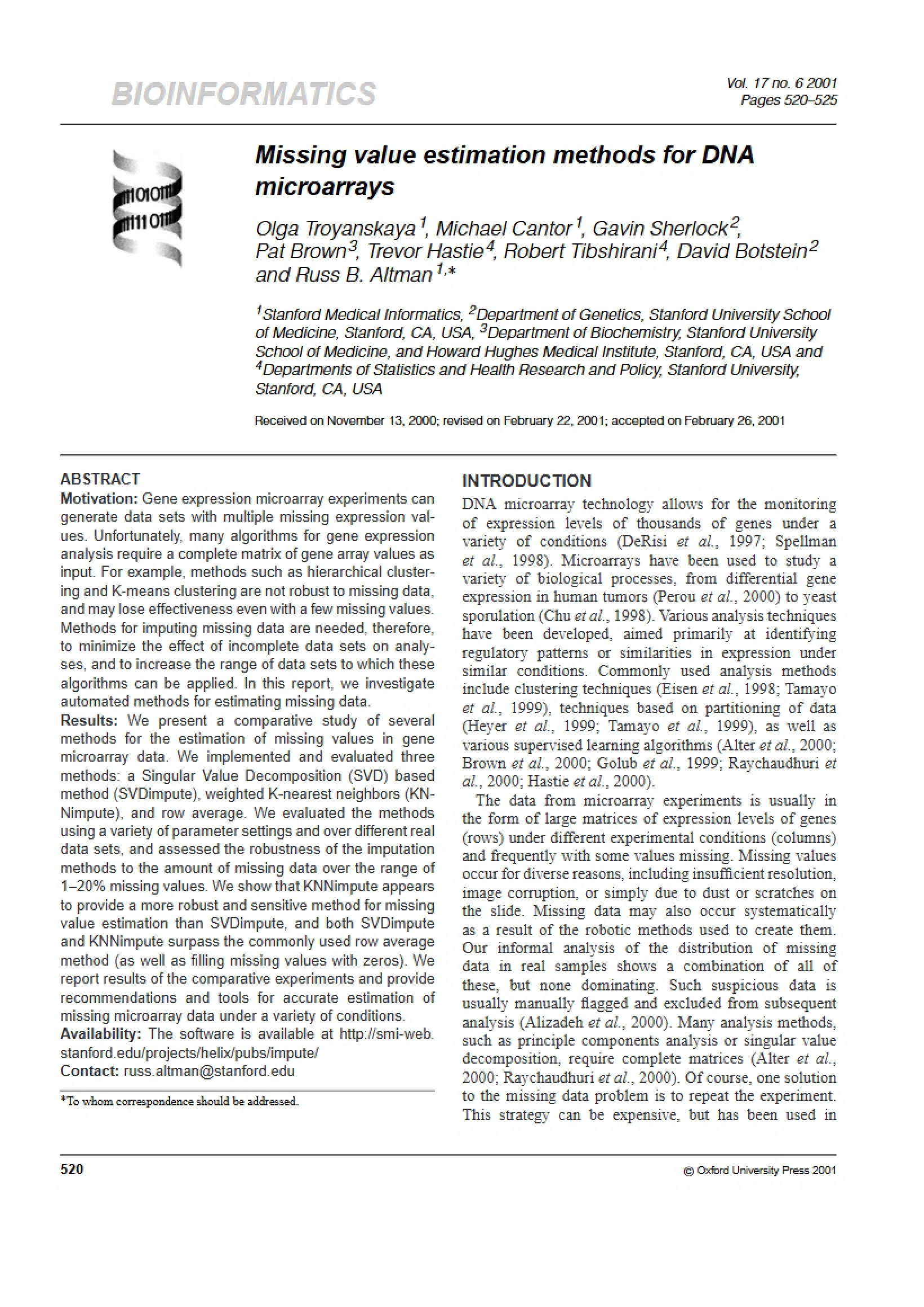 Microarrays for DNA
