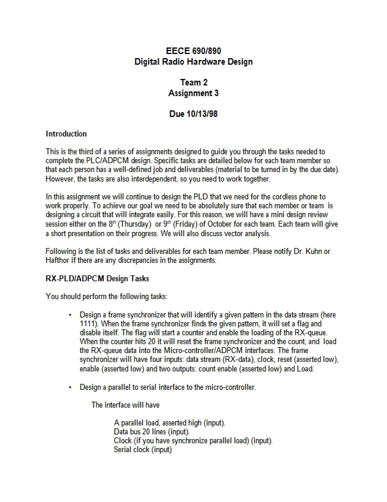 Introduction to the Hardware Design of a Digital Radio