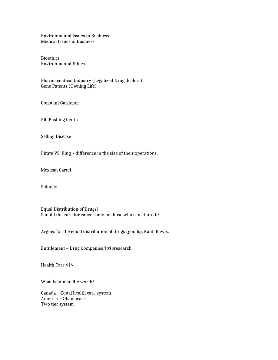 Gene Patents and Healthcare Business Ethics