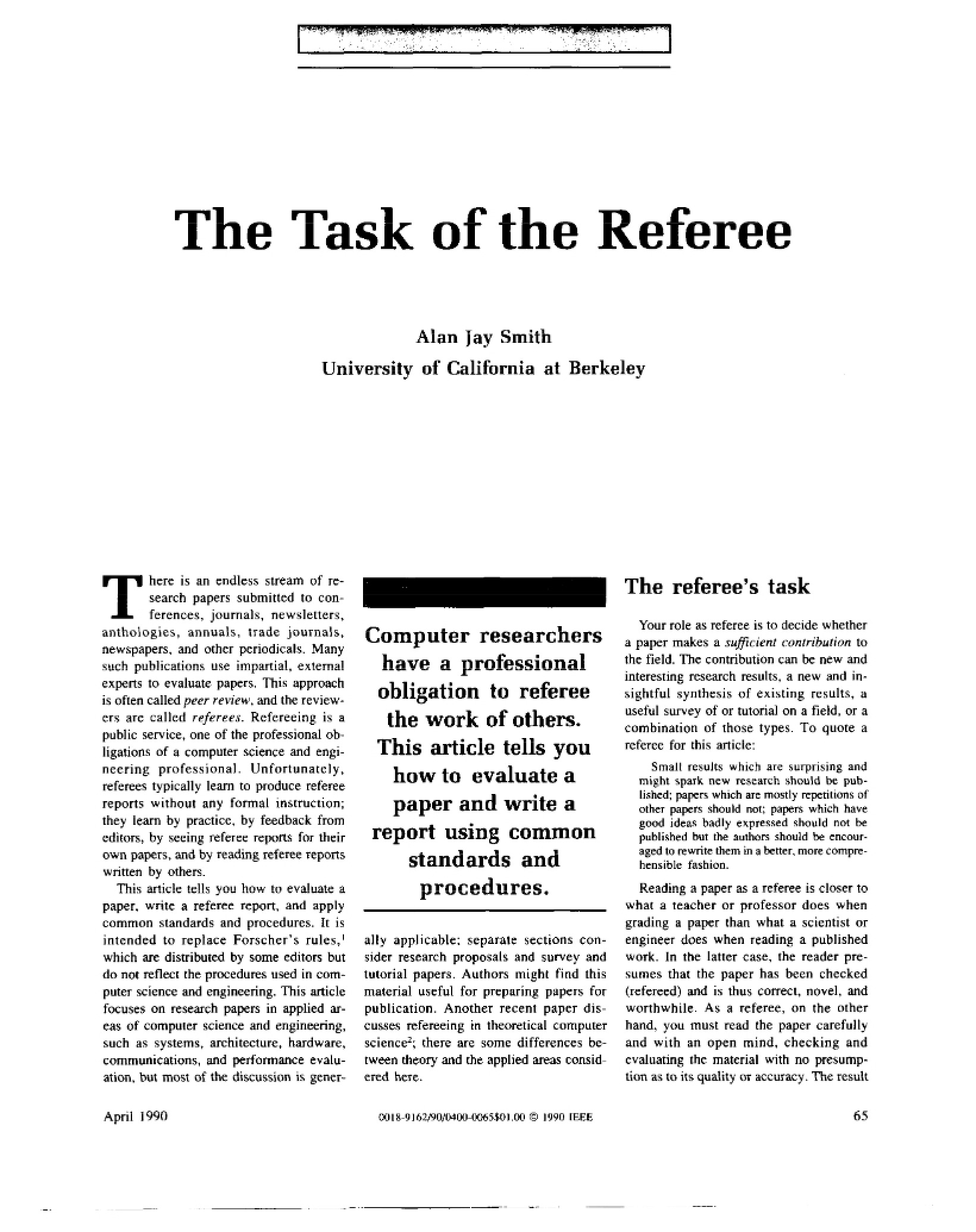 Referee Tasks