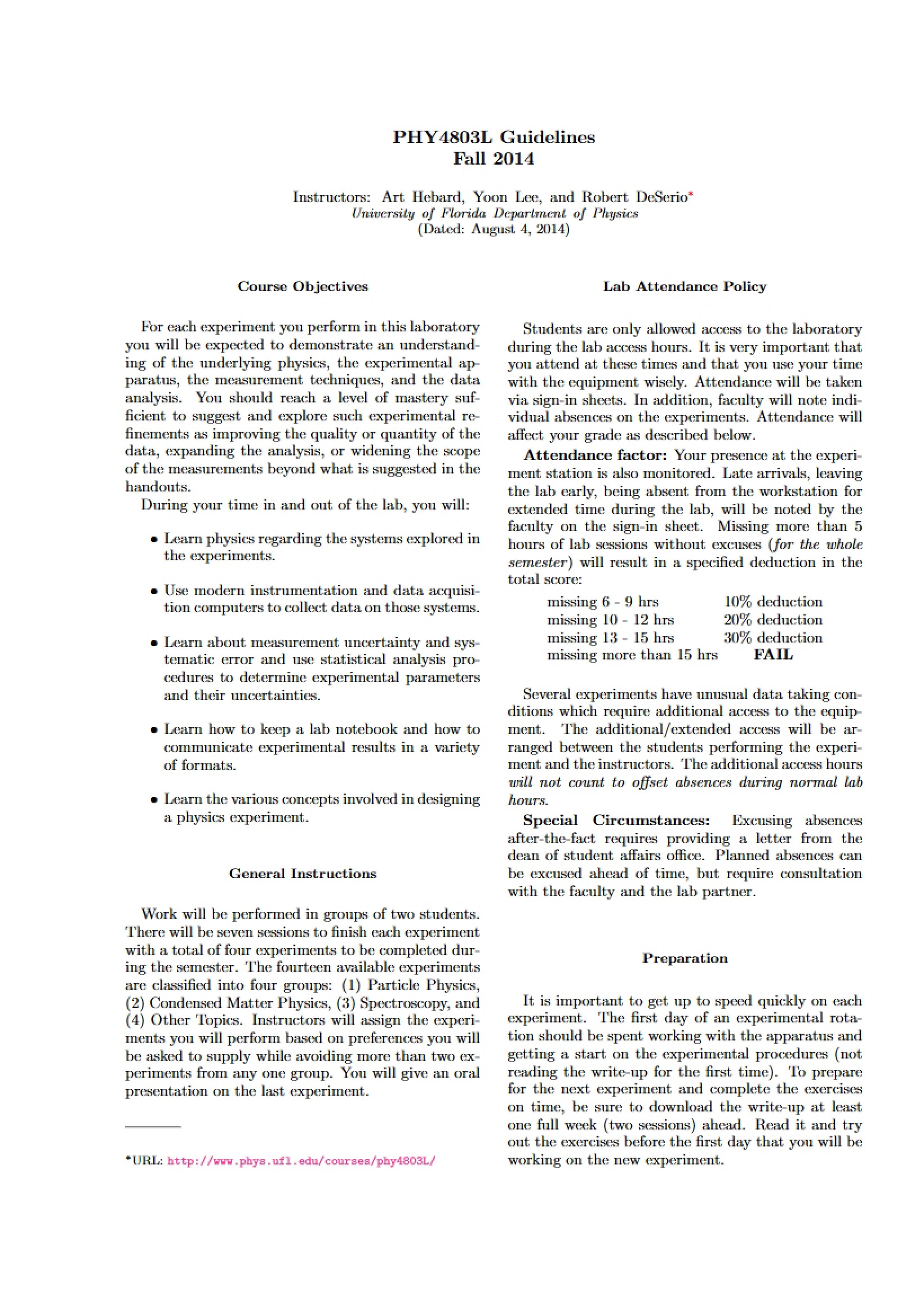 Lab Physics 2 Syllabus