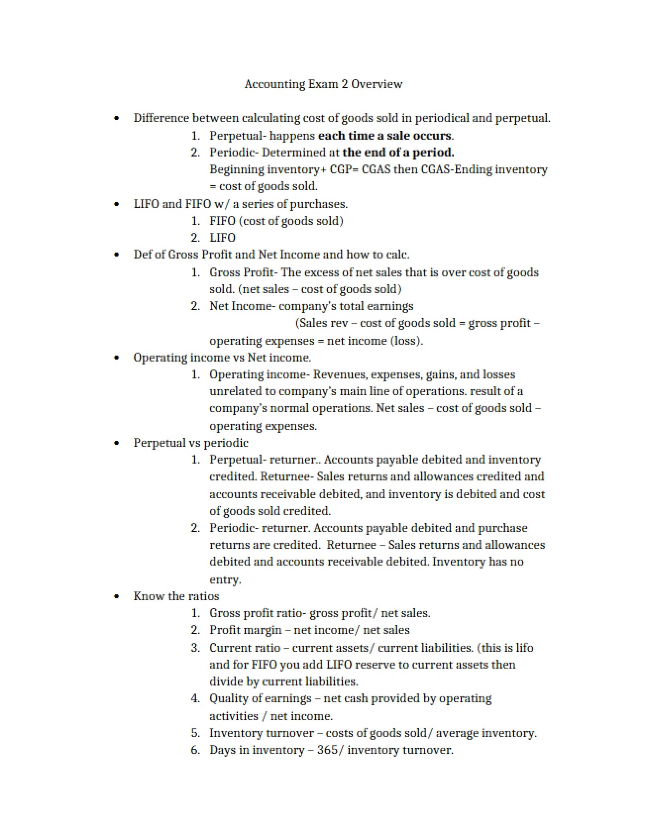 Overview of Second Accounting Exam
