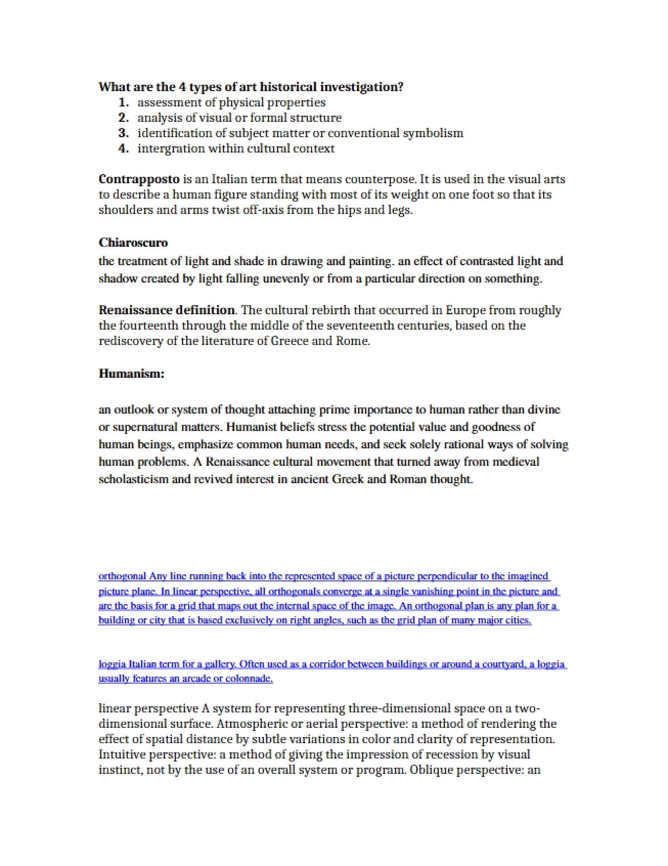 Study Guide for Art History Exam One Terms