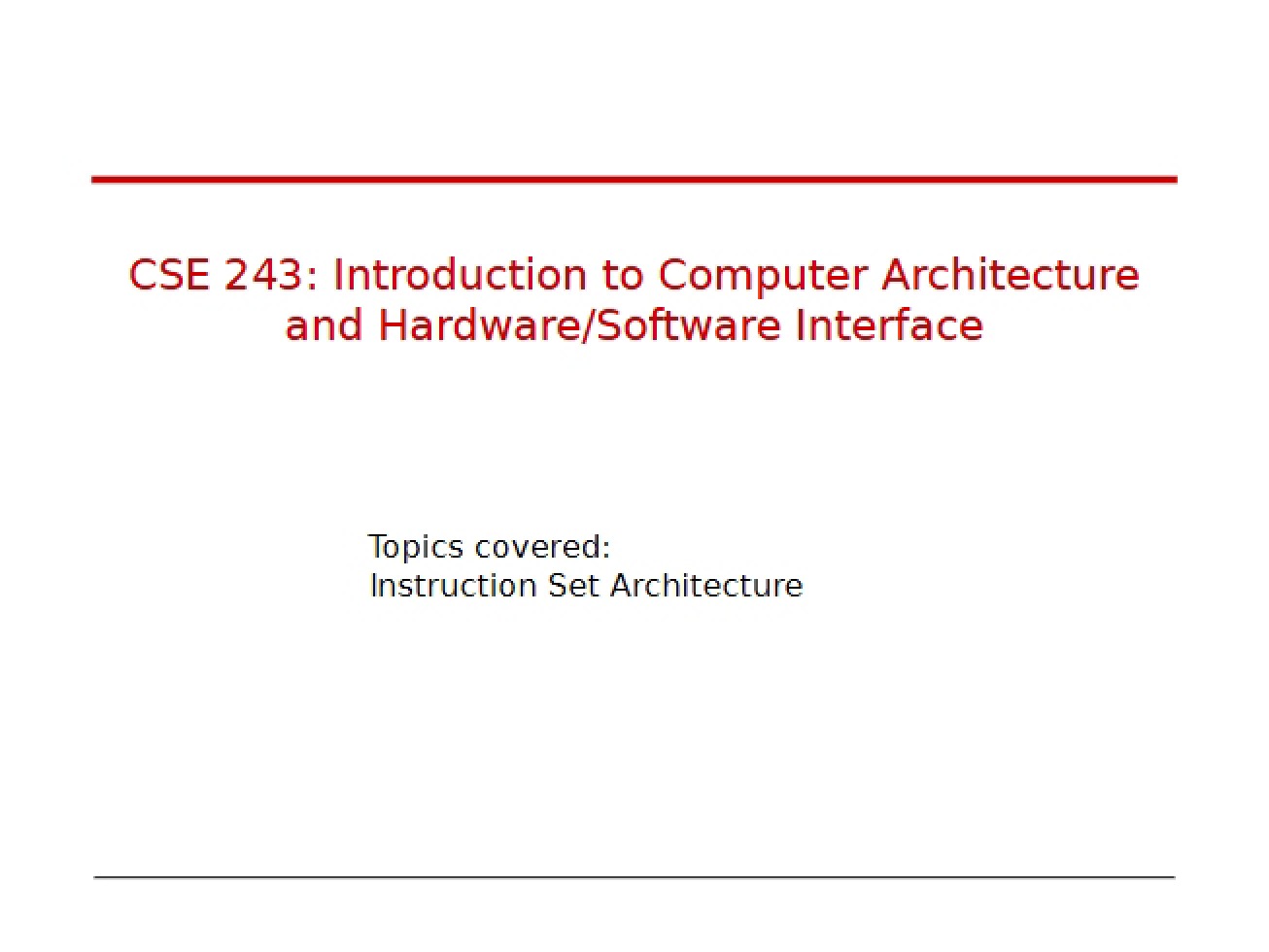 Lecture Notes (Fifth Instance)