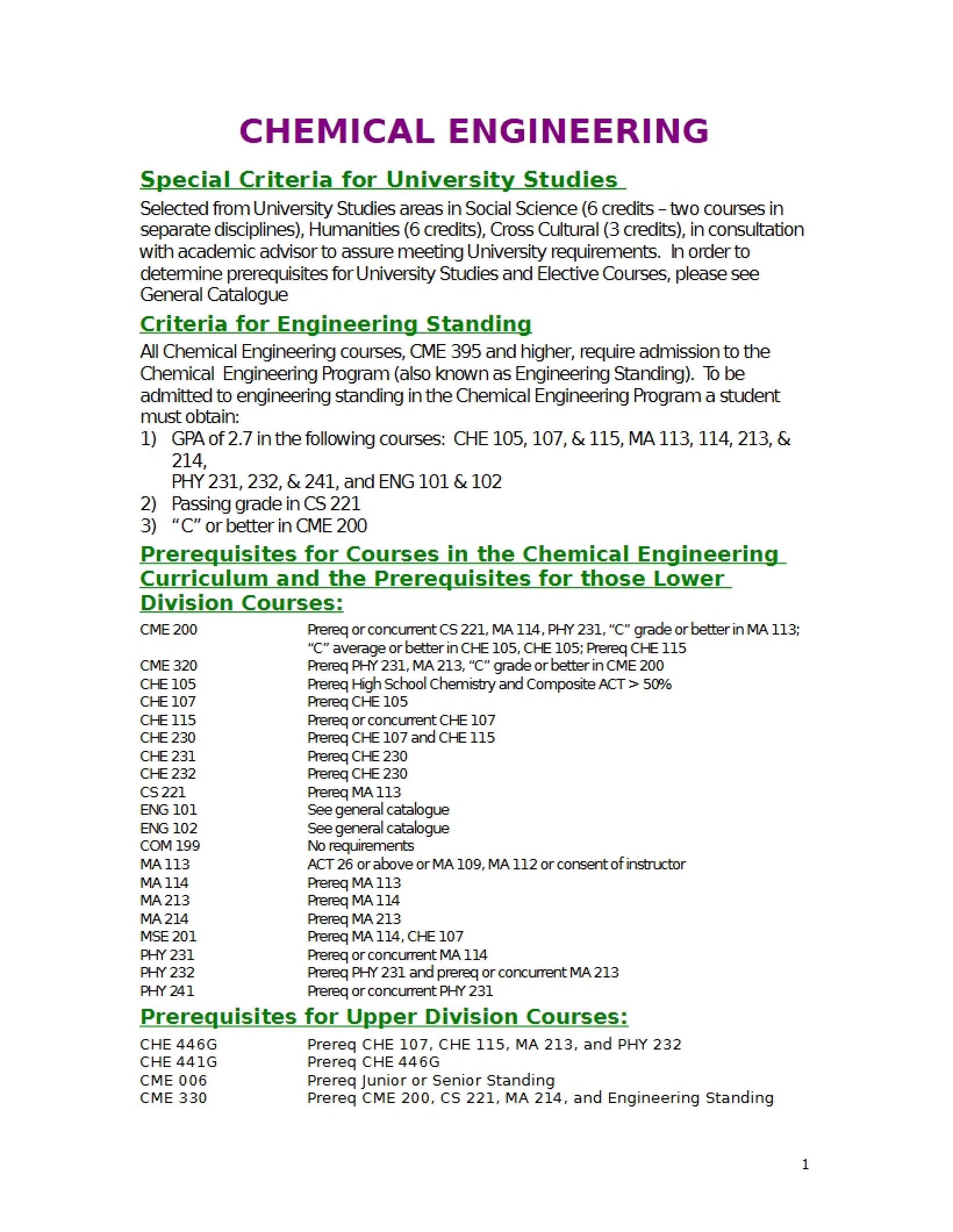 Chemical Engineering Overview