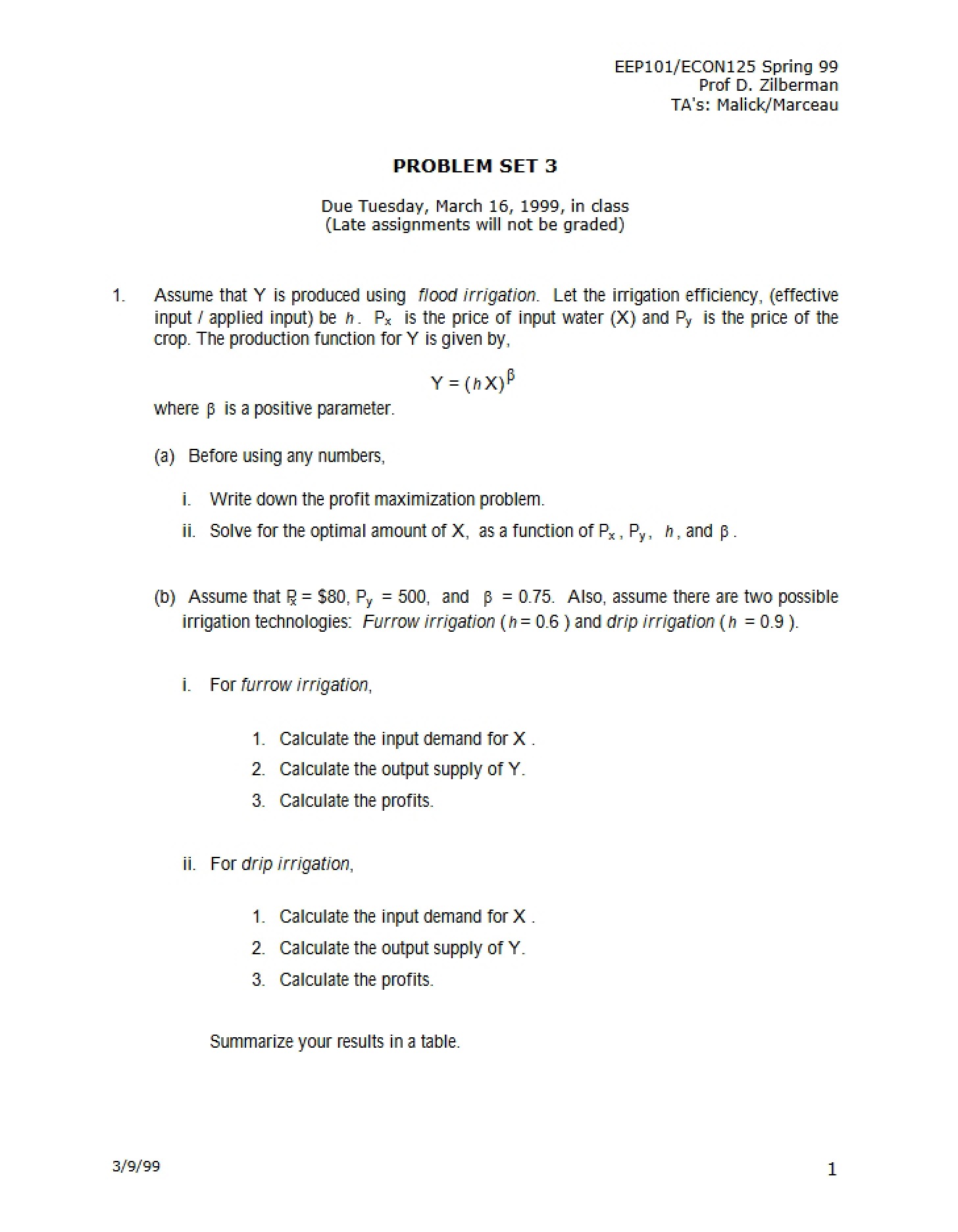 Problem Set 3 (EEP 100)