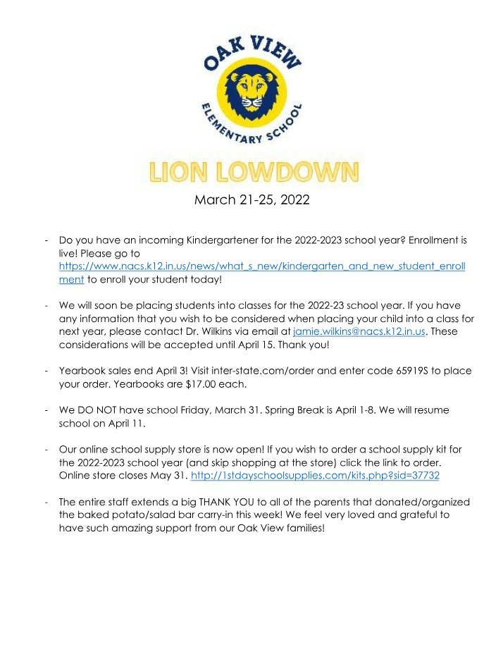 Lion Lowdown for March 21-25 2022