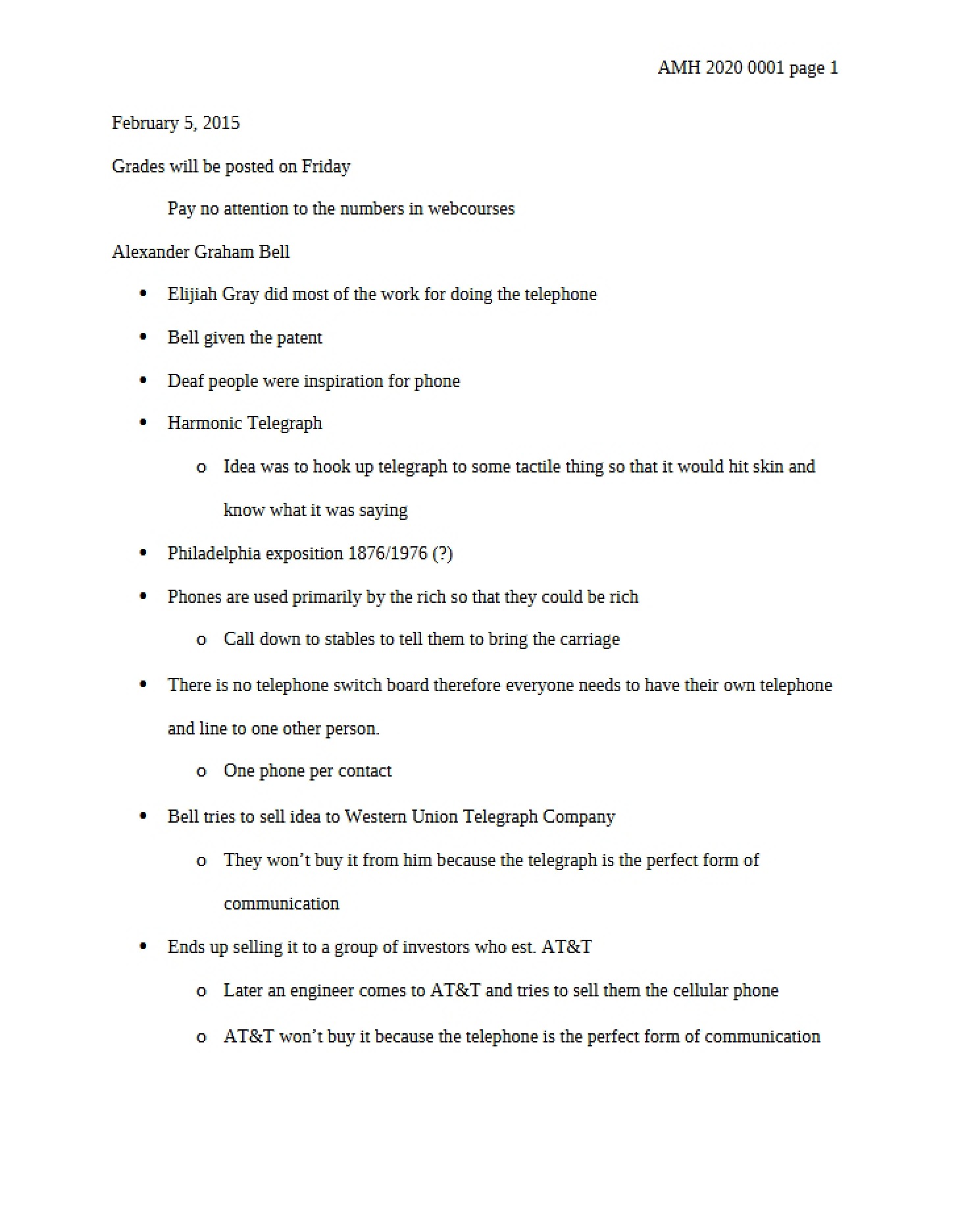 Class Lecture Notes