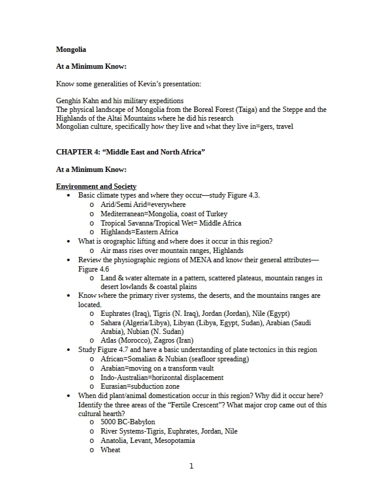 Second Exam Study Guide for Geography
