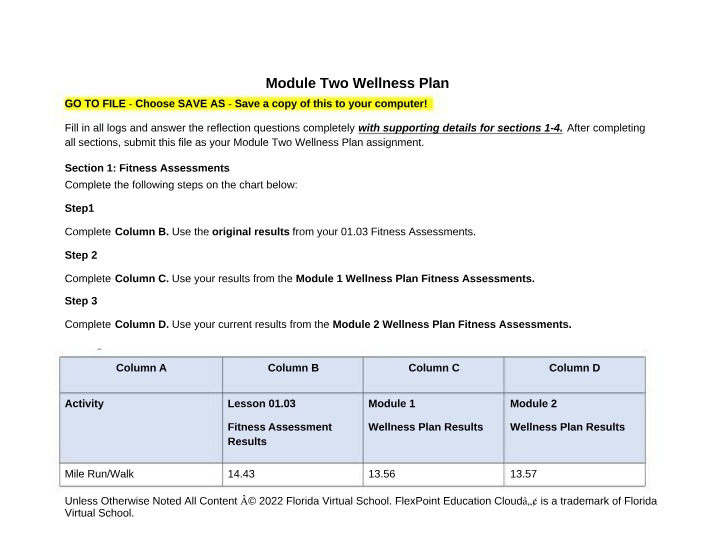 Wellness Plan - Module Two