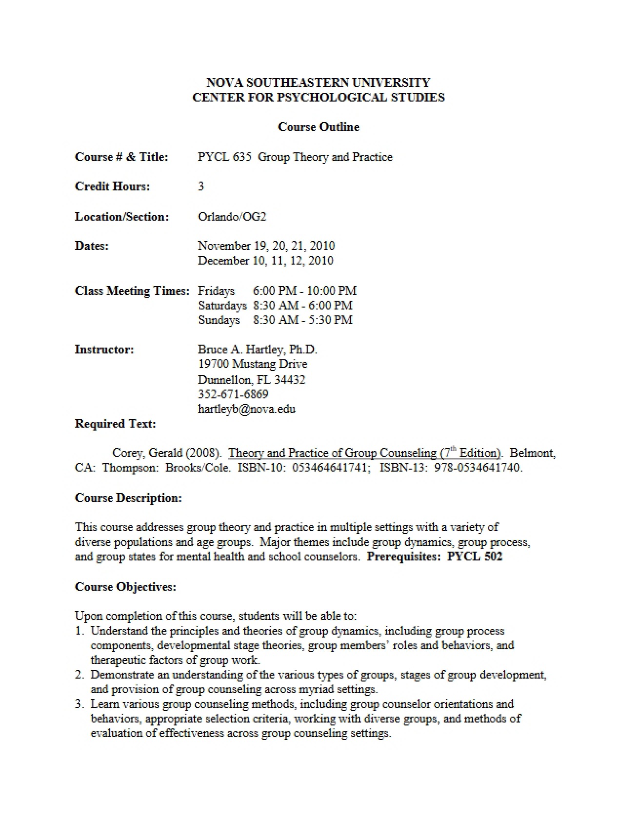 Practice of Group Therapy Syllabus