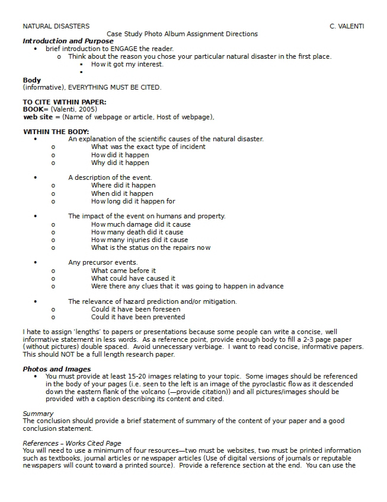 Natural Disasters Course Outline