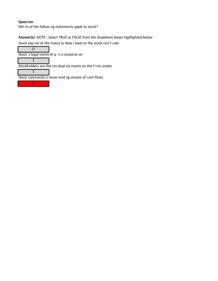 Stock Ownership and Valuation