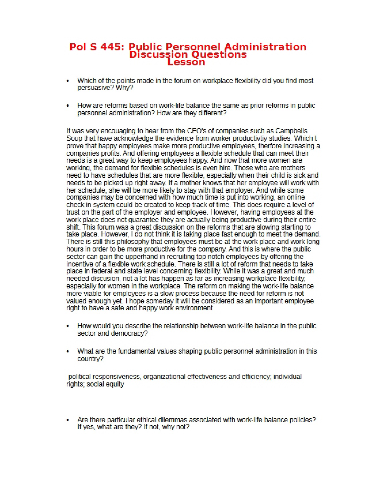 Questions for Discussion (Lesson 8)
