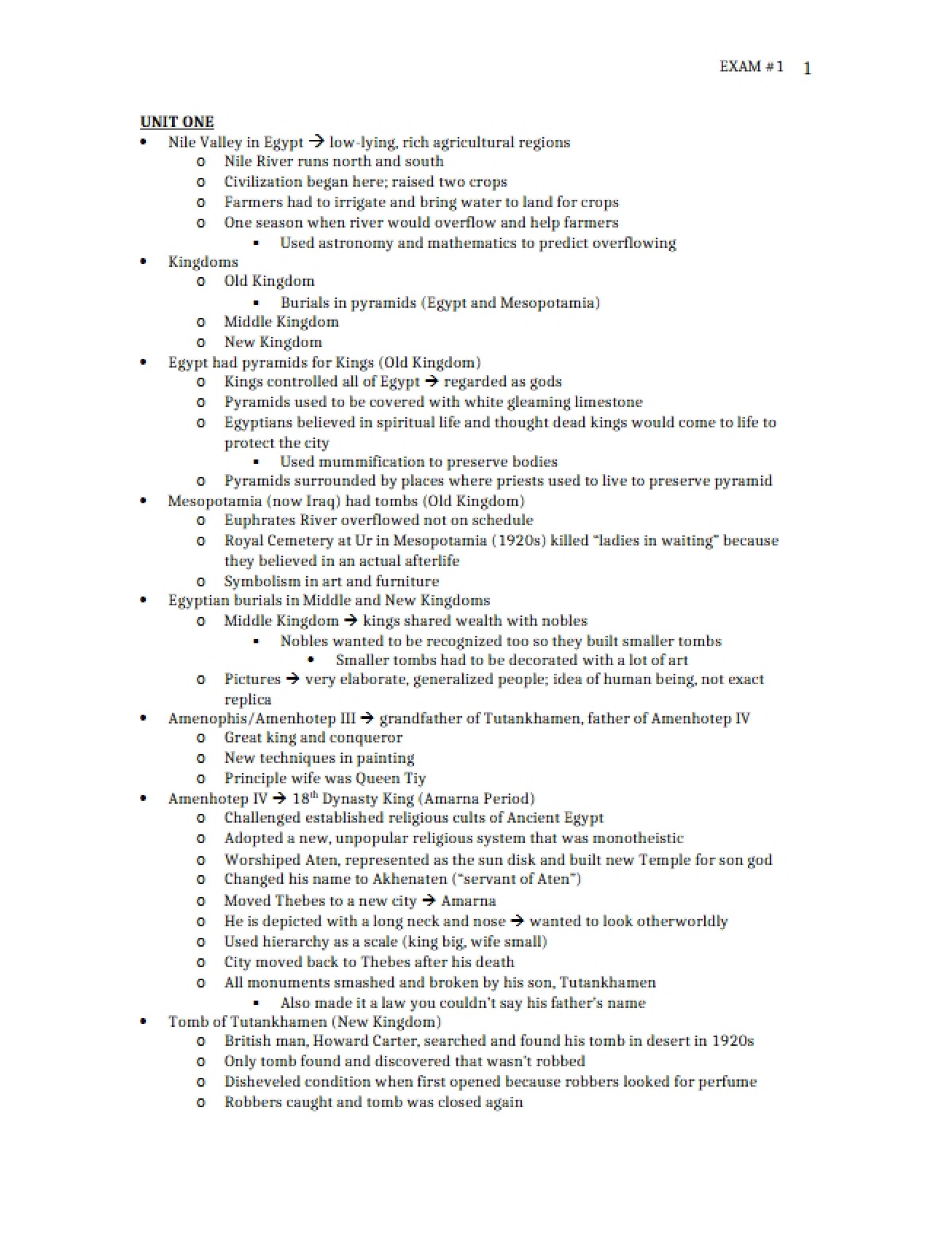 First Examination for Arts of the Western World