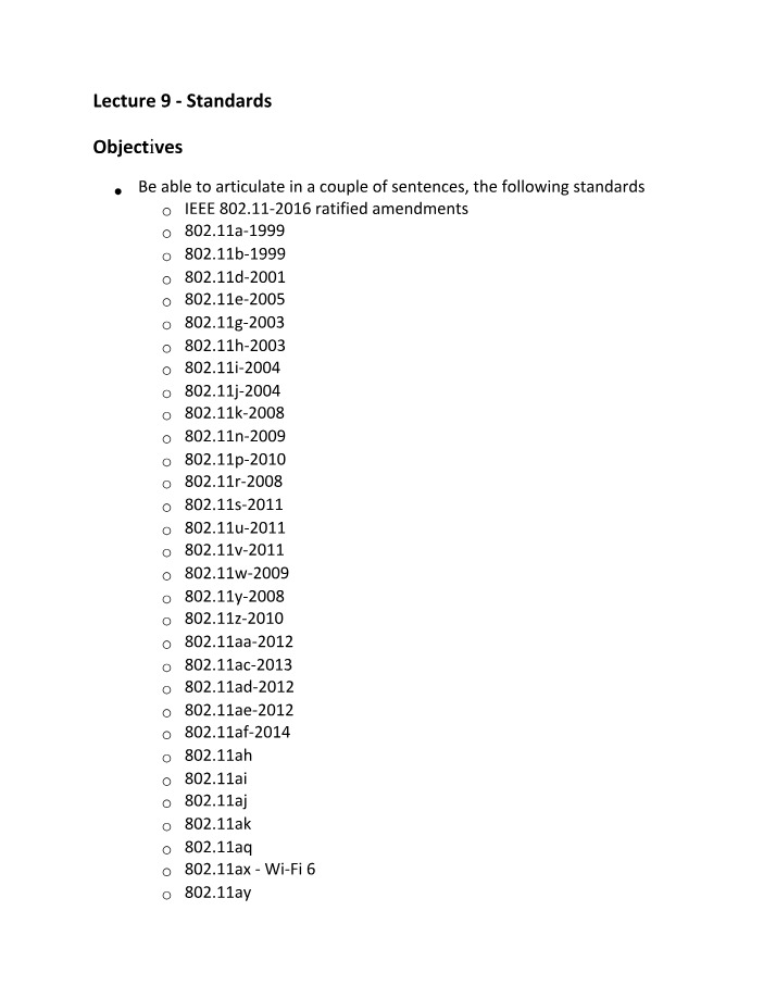 IEEE 802 Wireless Communication Standards