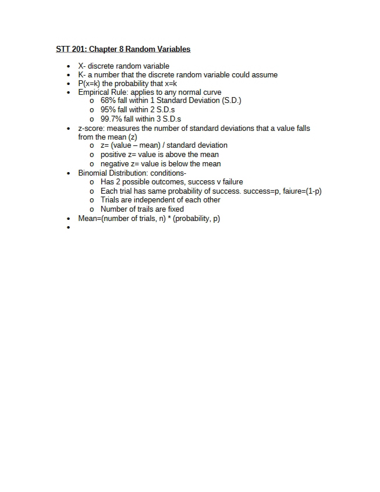 Random Variables Chapter 8